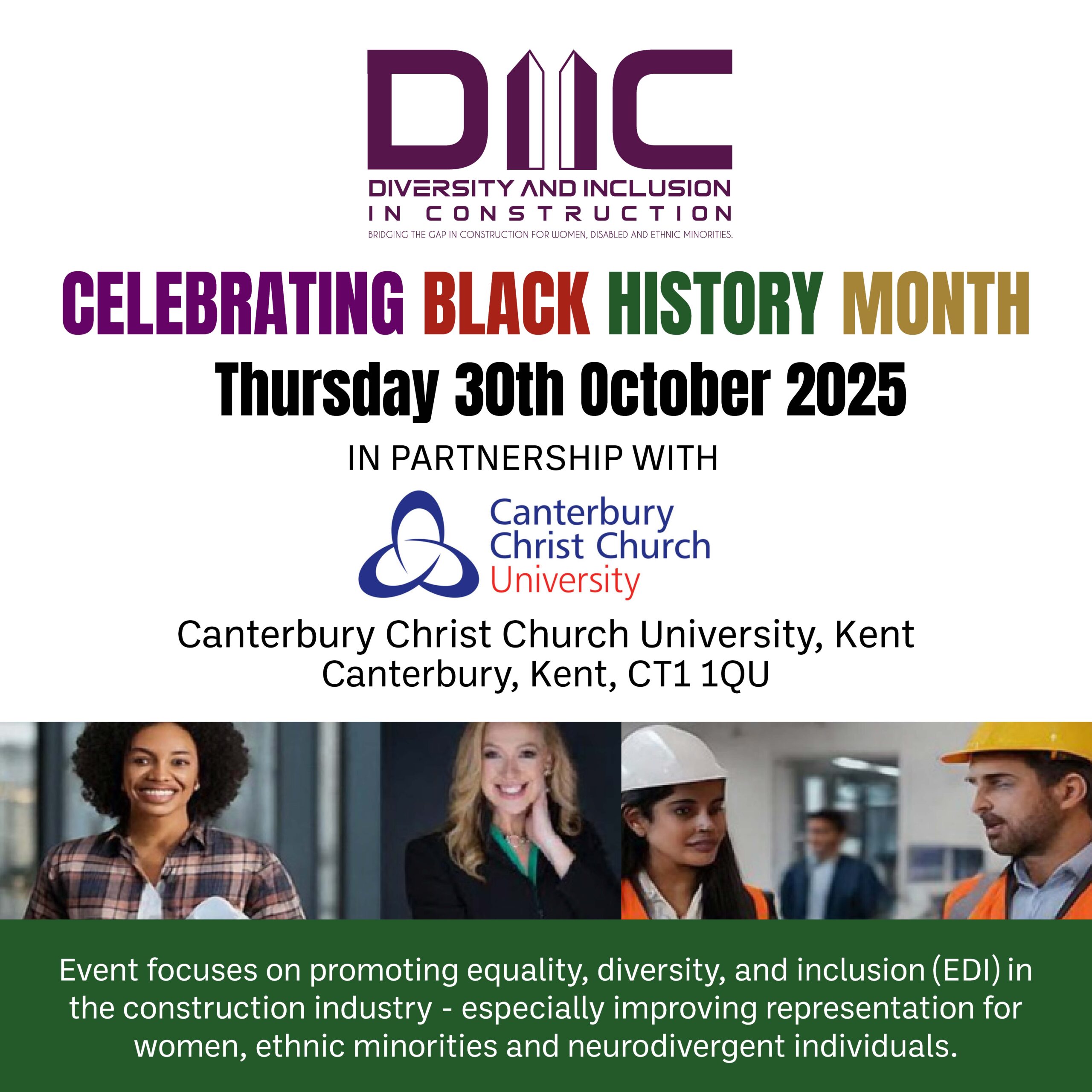 DIIC Diversity and Inclusion In Construction Celebrating the Black History Month In Partnership with Canterbury Christ Church University